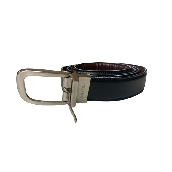 Perry Ellis Black Leather Belt 42/105 - Picture 1 of 10
